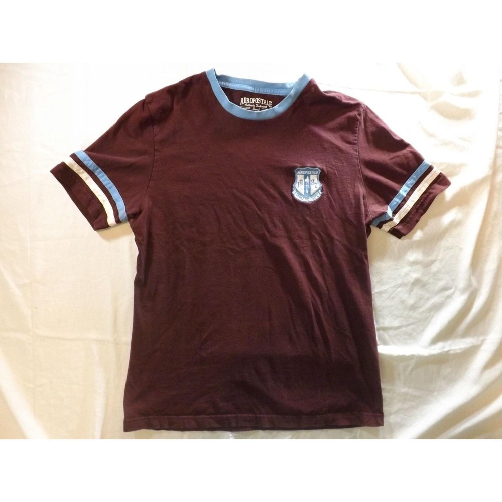 VTG Aeropostale Sport Tshirt Men Sz L Short Sleeve Logo Burgundy Casual Summer